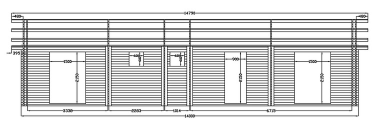 plan vue droit chalet environ77m2